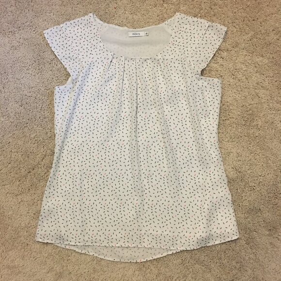 Flutter Cap Sleeve Party Cake Sprinkle Pleated Blouse - Picture 10 of 16